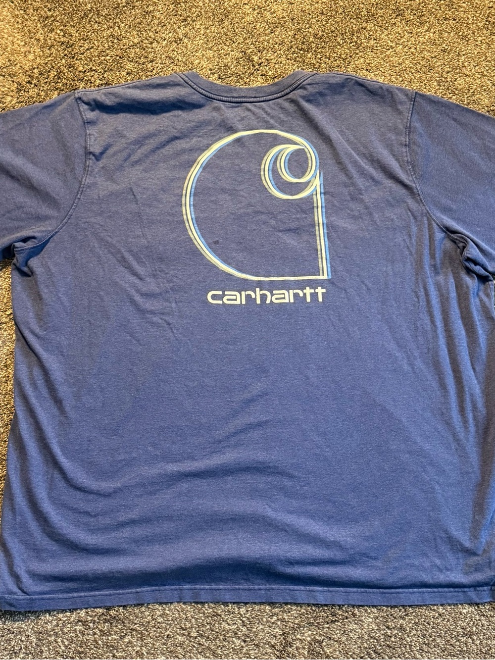 Carhartt Navy Short-Sleeve Tee with Light Blue Logo